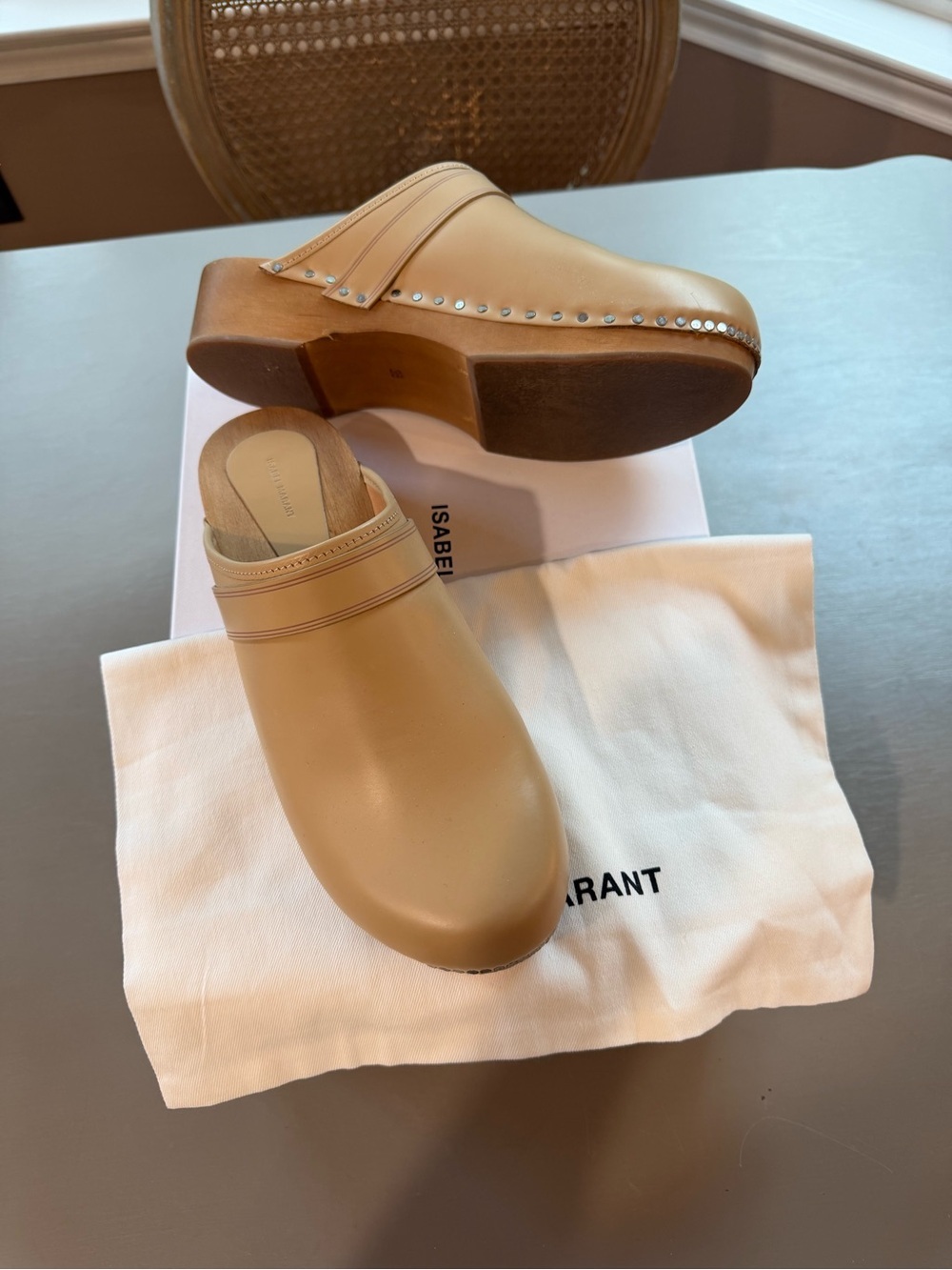 ISABEL MARANT Thalie Stud Leather Clogs - Size 8 - Picture 2 of 5